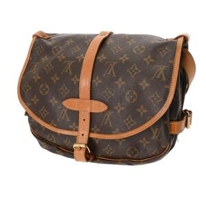 Louis Vuitton Monogram Shoulder Bag Canvas Brown Saumur